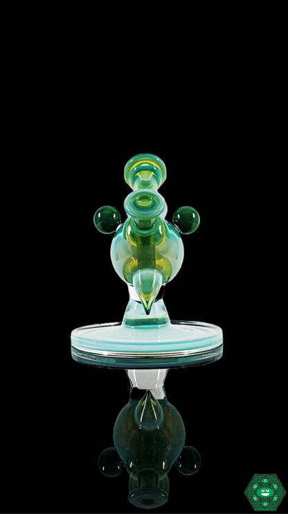Full-Color Heliosphere Glass Rig: The Cajun Glass Full-Color Heliosphere combines vibrant colors with a unique two-hole percolator design for smooth hits and enhanced filtration.


