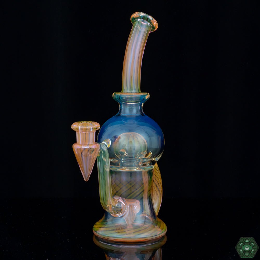  Fumed Glass Brain Bubbler #1: The Tube Sock Glass Hustle Bub #1 features a unique fumed glass design with intricate brain tech patterns.