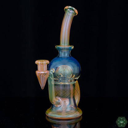  Fumed Glass Brain Bubbler #1: The Tube Sock Glass Hustle Bub #1 features a unique fumed glass design with intricate brain tech patterns.