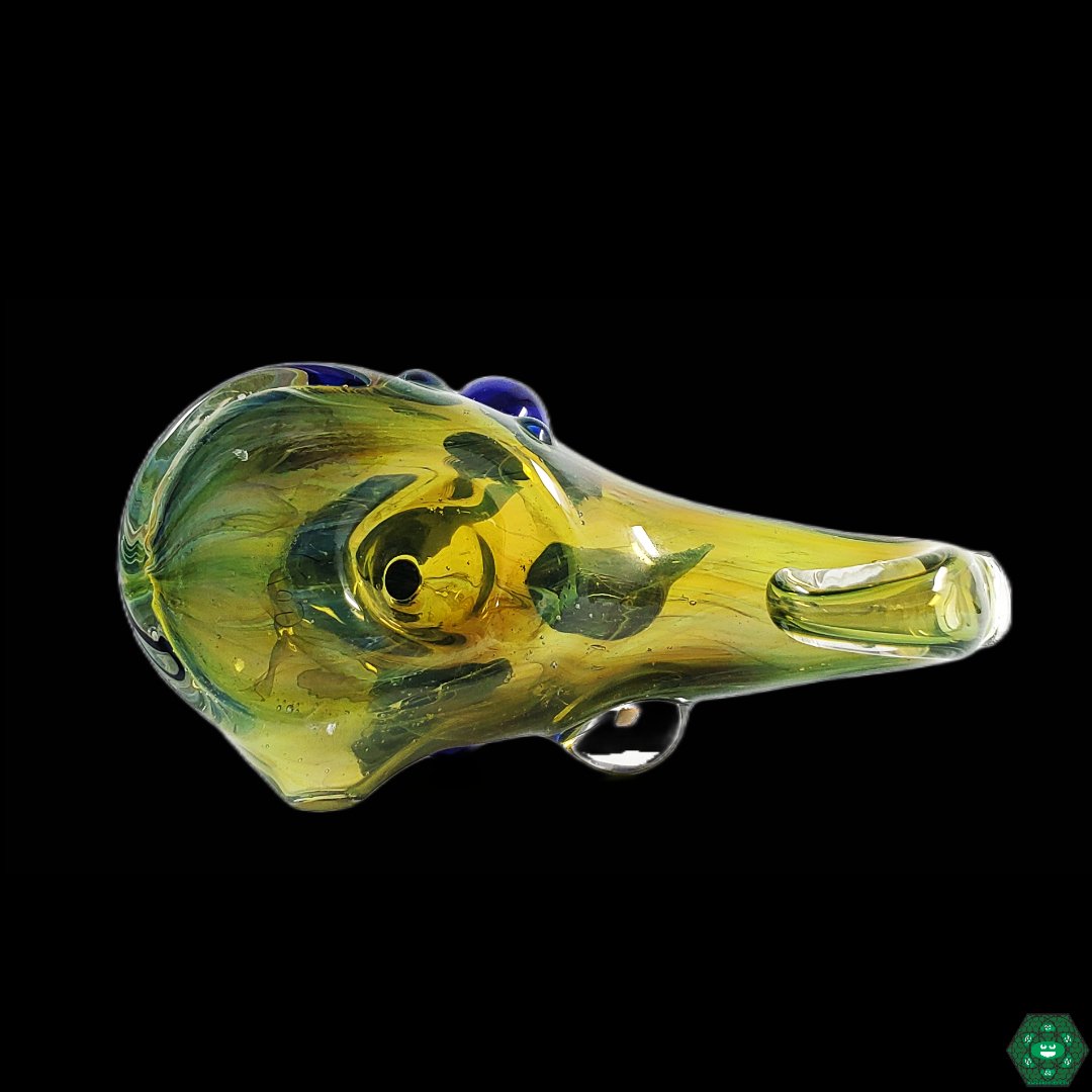 Fumed Glass Horn Spoon Pipe, designed for style and functionality with a comfortable grip and visually striking color shifts.