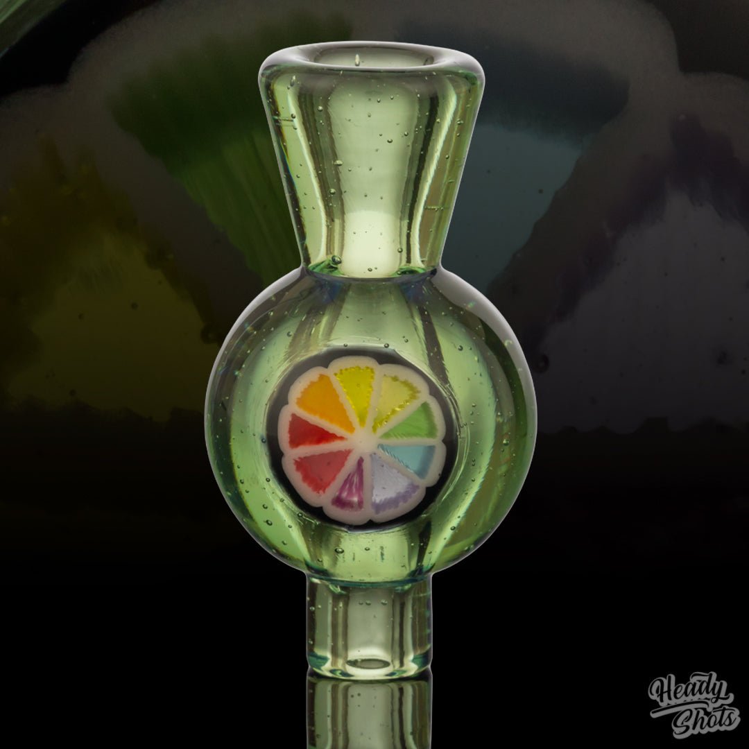 Glass Carb Cap with a unique bubble design by J Fell, enhancing your dabbing experience with improved airflow.