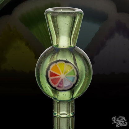 Glass Carb Cap with a unique bubble design by J Fell, enhancing your dabbing experience with improved airflow.