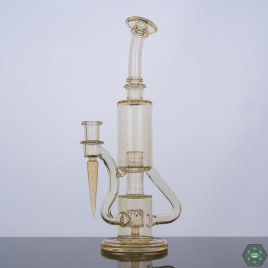 The Glass Carpenter Plasma Bubble Dumper, a 10mm handcrafted dab rig featuring a unique bubble perc for a smooth and flavorful experience in a compact form, ideal for both casual and experienced users.