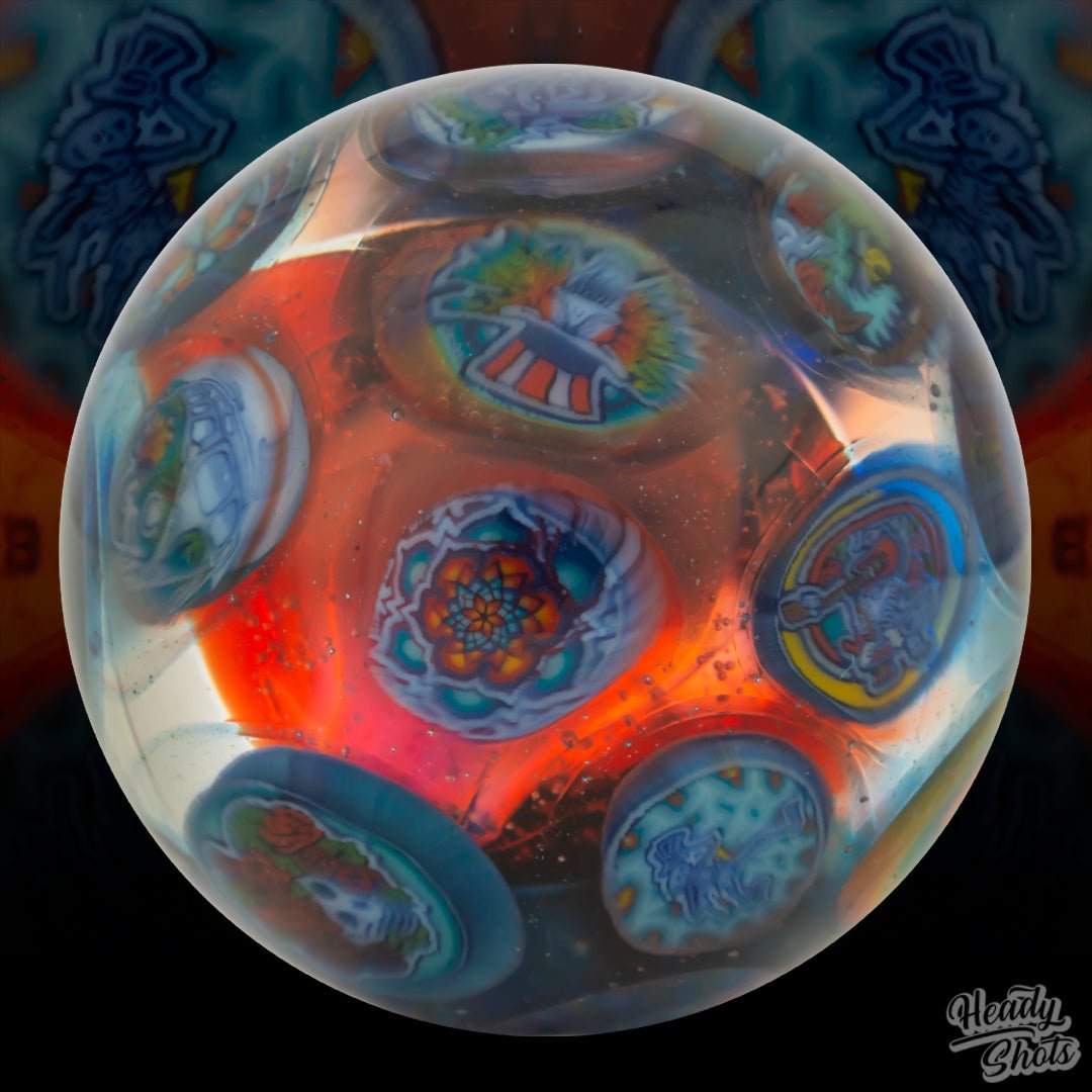 Glass Marble showcasing stunning and vibrant colors, handcrafted by Rose Roads.