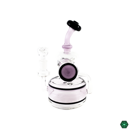 Artistic view of the Glass Tribe 9" Disk Recycler, highlighting its sleek design and durable construction for an eye-catching and functional piece.
