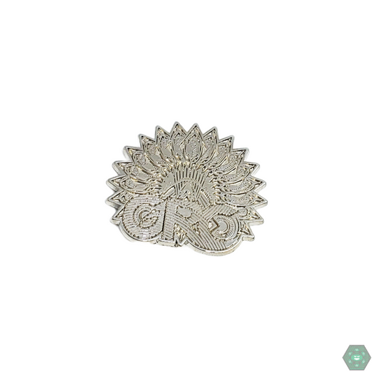 Grass Roots Aztec Logo Pin, featuring Aztec-inspired cultural art design, perfect for customizing hats or bags