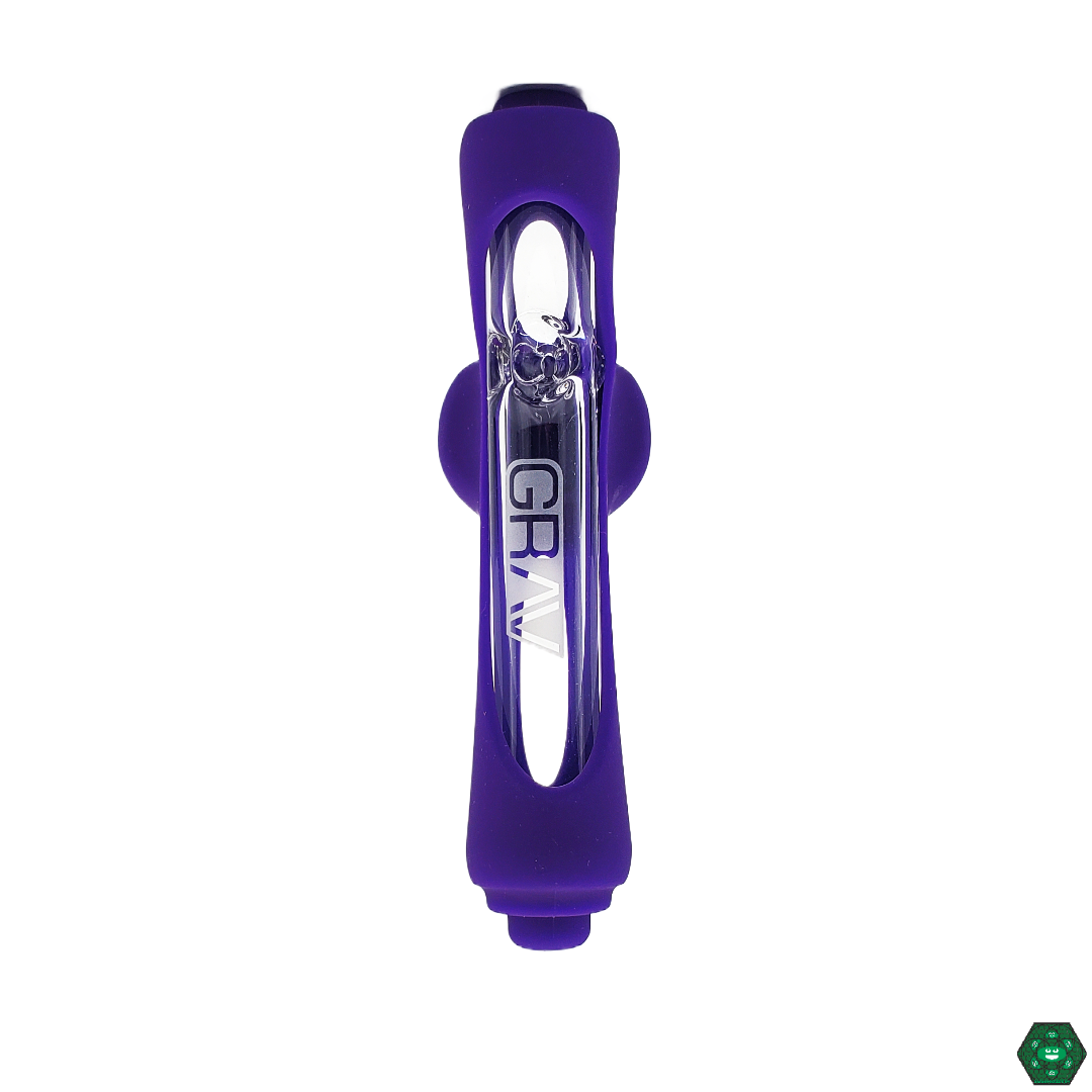 Side view of the Grav Labs Mini Steamroller with Silicone Skin, highlighting its sleek and portable design, ideal for outdoor use and travel without compromising performance.