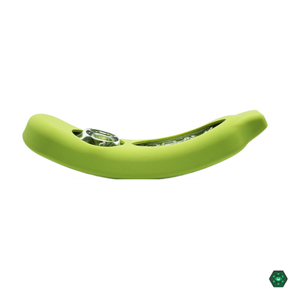  Close-up of Grav Labs Rocket Steamroller with Silicone Skin, highlighting the silicone skin for added durability and the high-quality glass construction for smooth airflow.