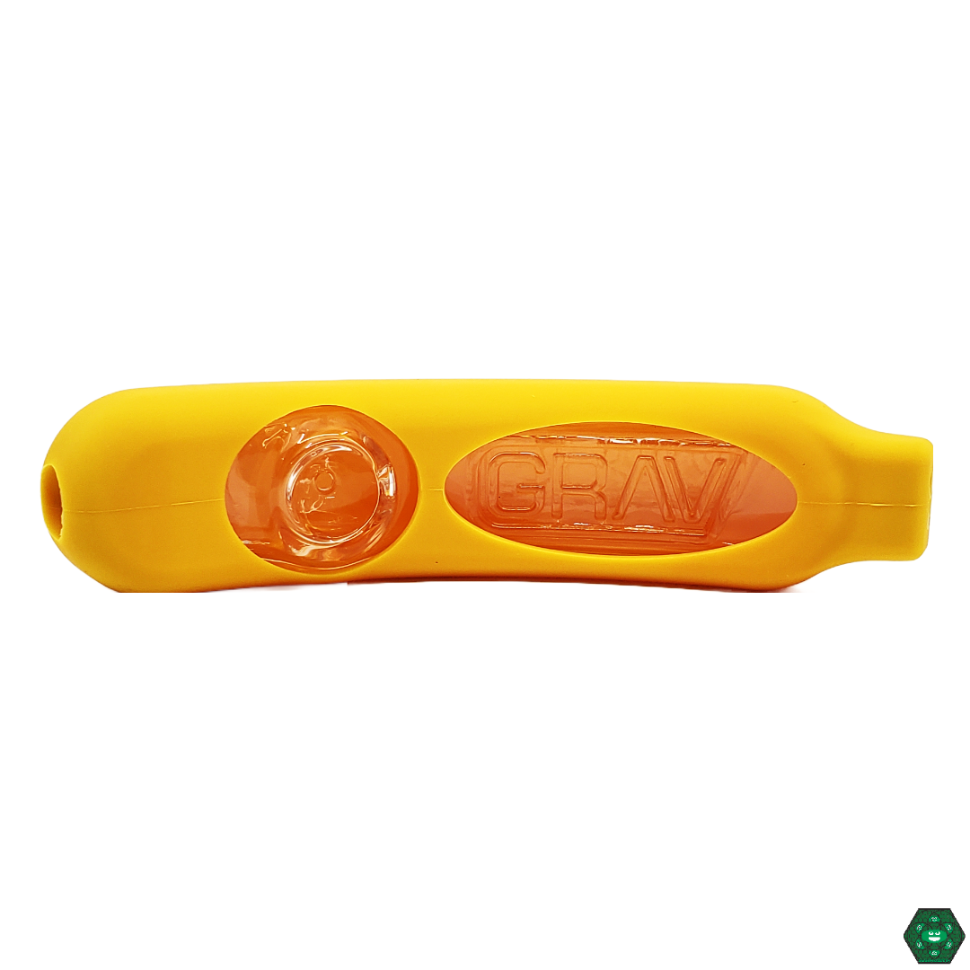  Side view of Grav Labs Rocket Steamroller with Silicone Skin, showcasing the ergonomic design for easy holding and the silicone skin for improved safety and handling.