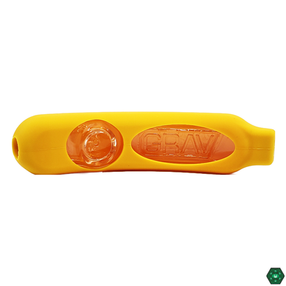  Side view of Grav Labs Rocket Steamroller with Silicone Skin, showcasing the ergonomic design for easy holding and the silicone skin for improved safety and handling.