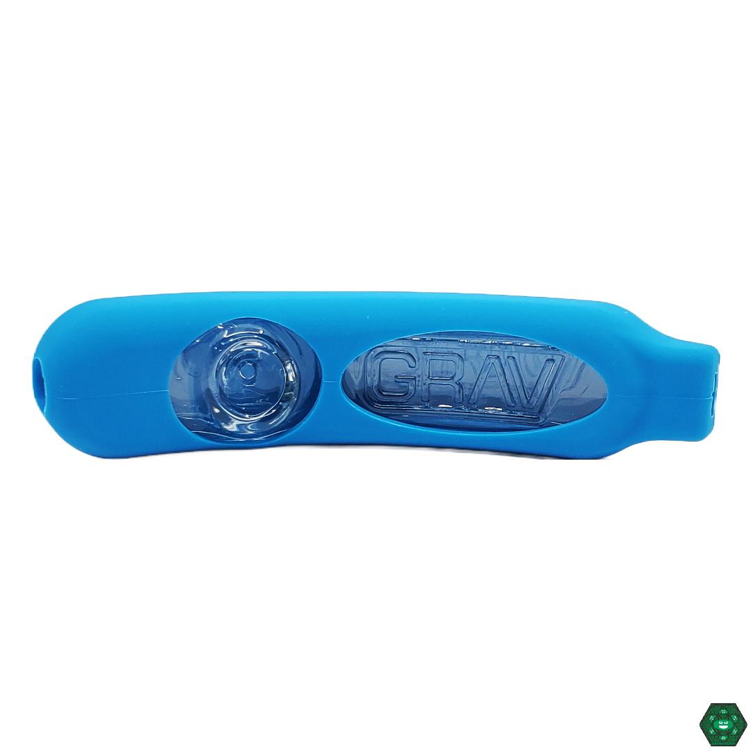 Close-up of the silicone skin on Grav Labs Rocket Steamroller, emphasizing its texture and functionality for a secure grip and durability during use.