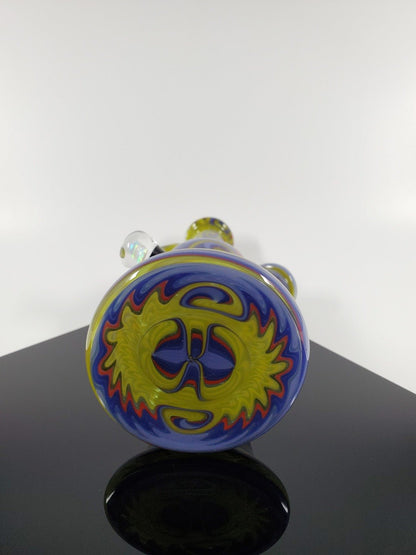 Green Red Mini Tube glass piece by A.H. Glass, compact size with sturdy 10mm joint.