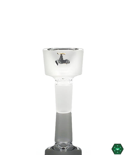 Hamm’s Waterworks Flower Slide featuring an artistic floral glass design, available in 14mm and 18mm sizes, perfect for enhancing any setup.