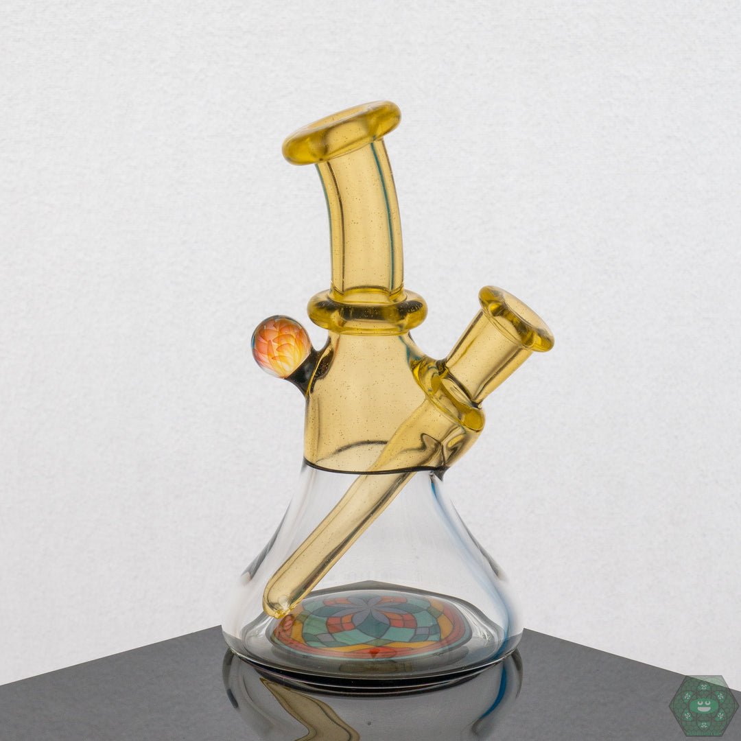 Handcrafted Brian Jacobson Mini Glass Tube with 10mm female joint, featuring a vibrant plasma colorway.