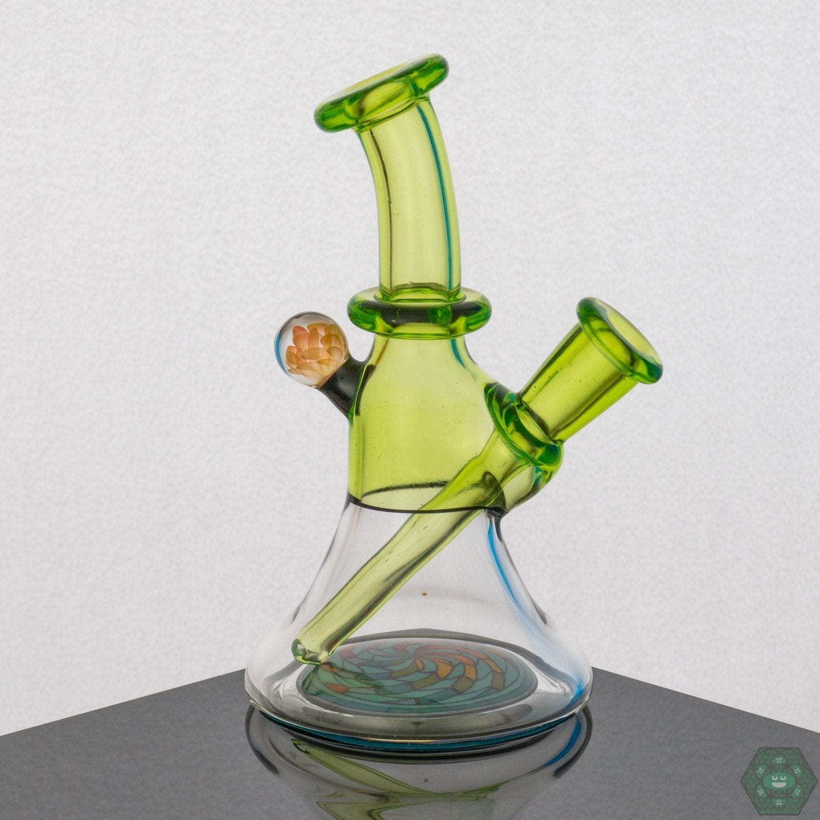 Handcrafted Brian Jacobson Mini Glass Tube in bold Haterade design, perfect for glass collectors.