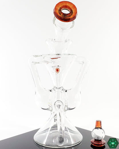 Handcrafted Brick Glass Clear Klein Recycler, a collector’s dab rig with intricate ruby accents.