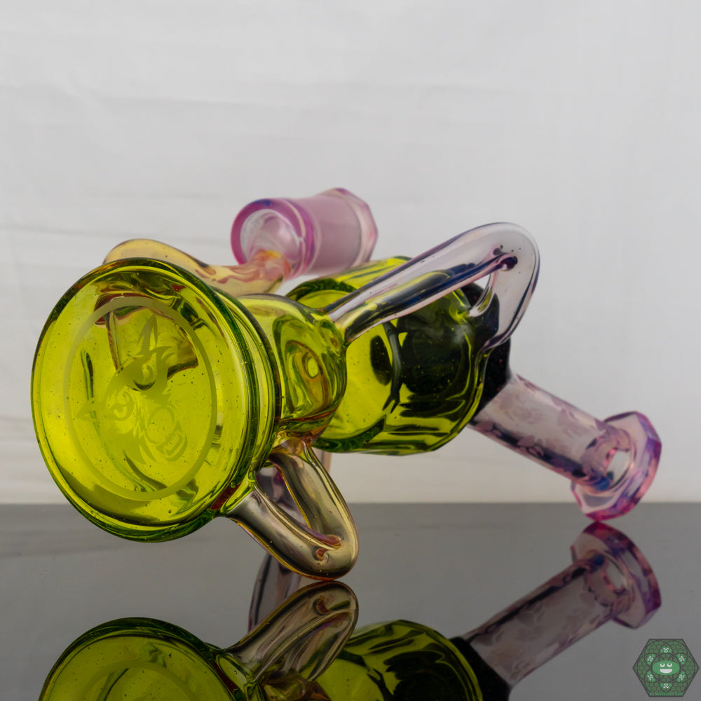 Handcrafted Glass Art: The Wolfe Glass Double Single External Drain Recycler is a testament to the skill and artistry of handcrafted glass.