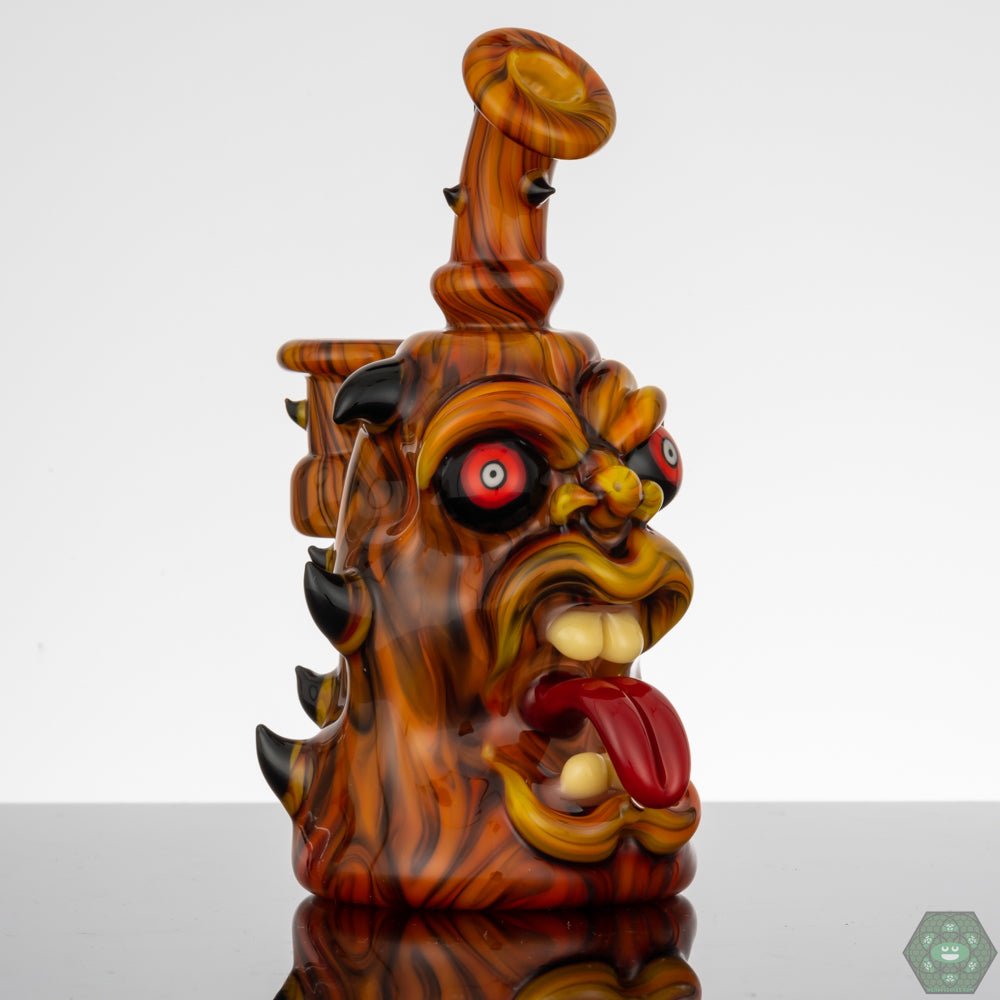  Handcrafted Glass Rig with Bubble Cap: The Kaleb Folck GPPR Open Mouth #336 is a handcrafted piece and includes a matching bubble cap, enhancing both functionality and aesthetic appeal.