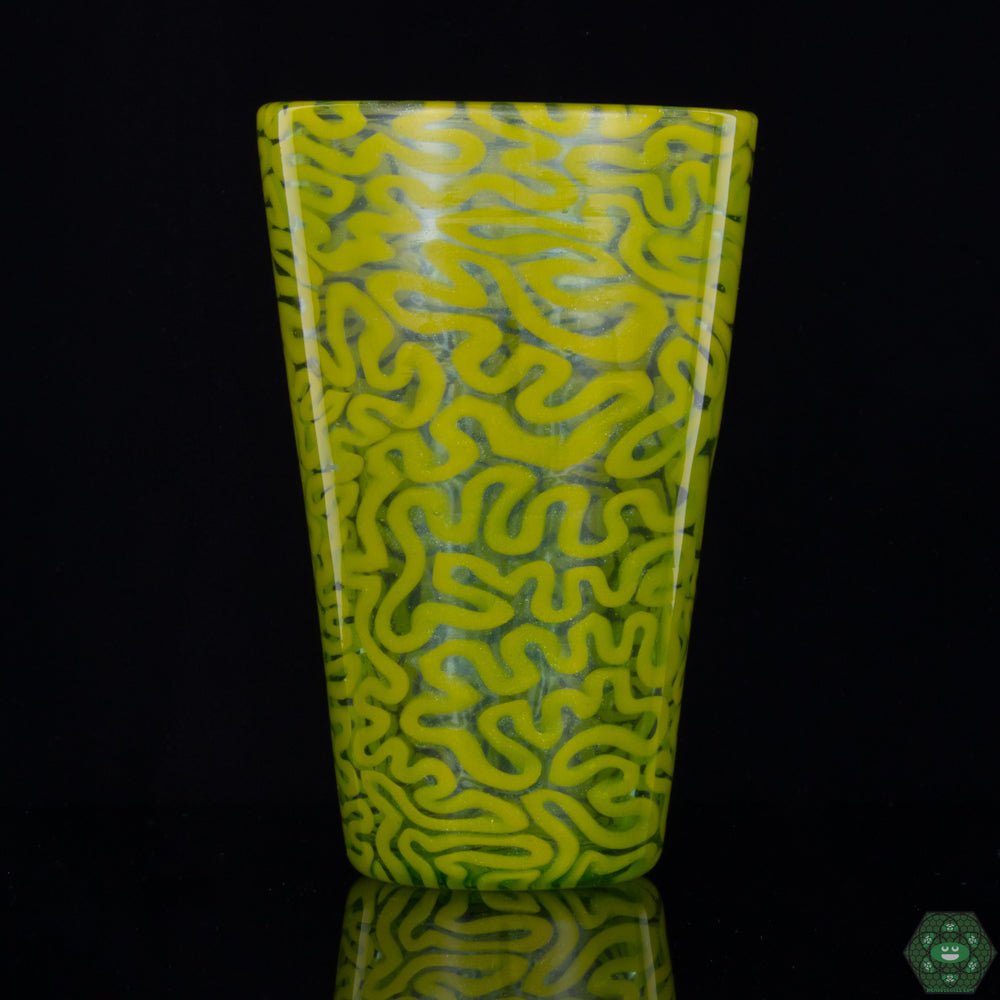 Handcrafted Green Brain Pint Glass: This unique pint glass from Algae Glass showcases intricate, organic brain-like patterns in vibrant green, combining artistic beauty with functional drinkware.
