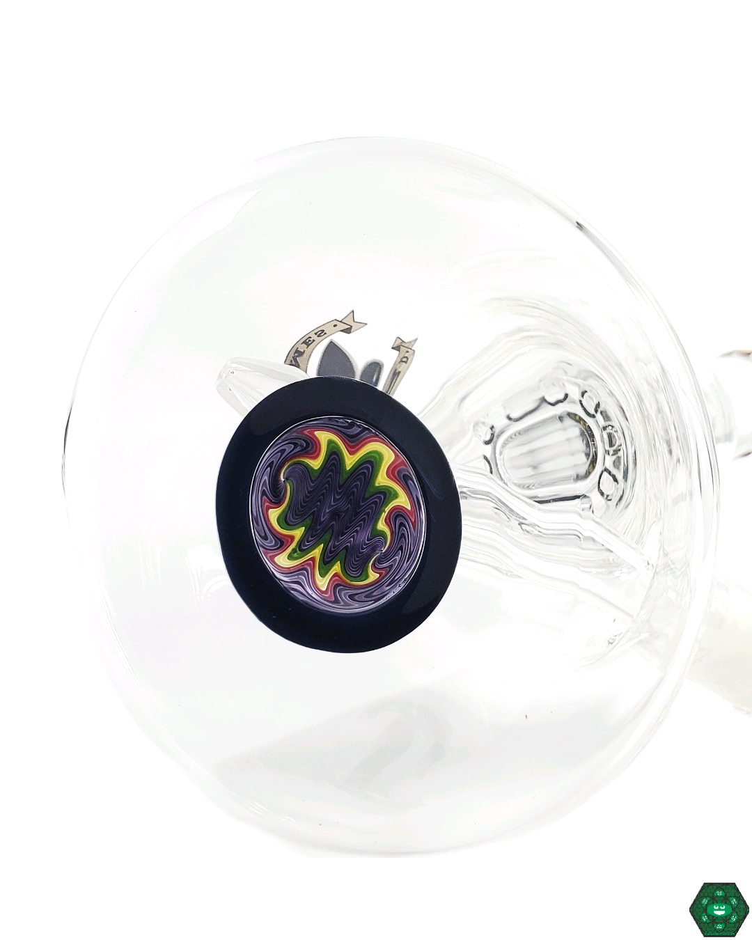 Hard Times Rasta Wig Wag 14" Beaker Bong, designed with an 8-arm tree perc, removable downstem, and ice catcher for enhanced cooling and smooth hits.