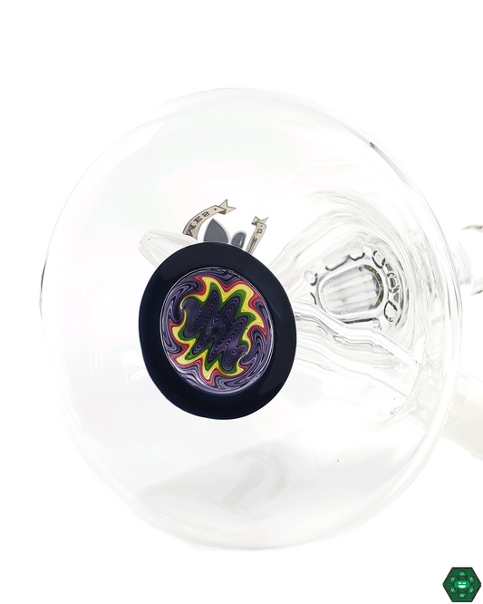 Hard Times Rasta Wig Wag 14" Beaker Bong, designed with an 8-arm tree perc, removable downstem, and ice catcher for enhanced cooling and smooth hits.