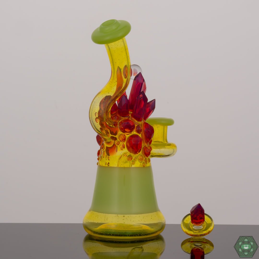 Heady Glass Art with 10mm Joint: The Northern Glass Works Crystal Encalmo Jammer is a functional piece of art, featuring a 10mm female joint for versatile use.