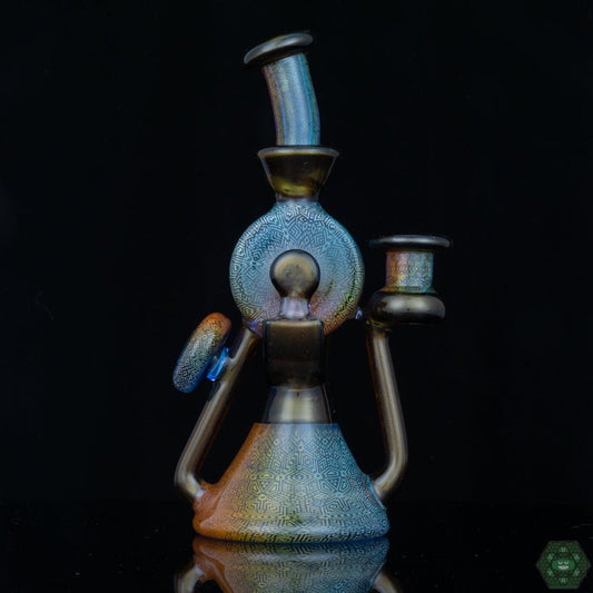 Hefe Glass Collider Recycler – a handcrafted 10MM borosilicate dab rig with advanced filtration for smooth airflow.