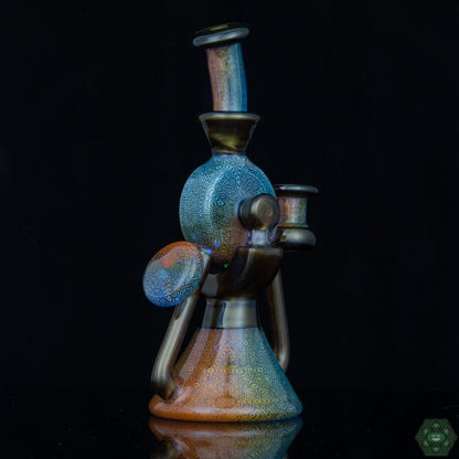 Durable borosilicate glass Hefe Glass Collider Recycler featuring a unique collider design for enhanced performance.