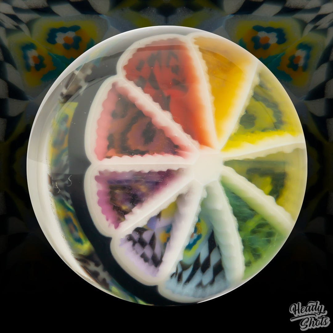 J Fell x Lyons - Marble - @Jfellglass x @Lyonsglass - HG Intricate Glass Marble Design by J Fell x Lyons, showcasing the artists' skill and creativity.