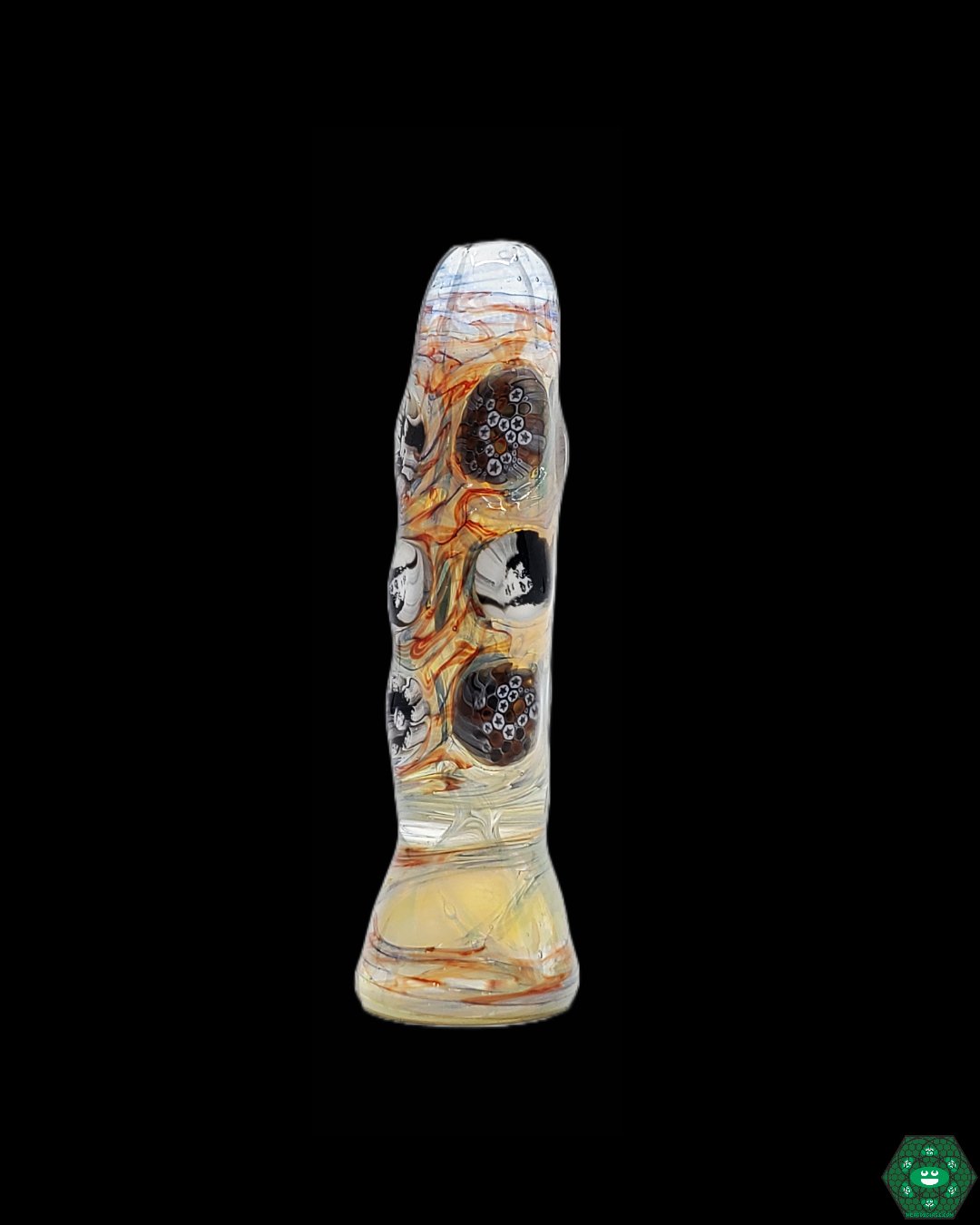 J Kelly Onies, a handcrafted glass chillum with a unique and stylish design, perfect for discreet use.
