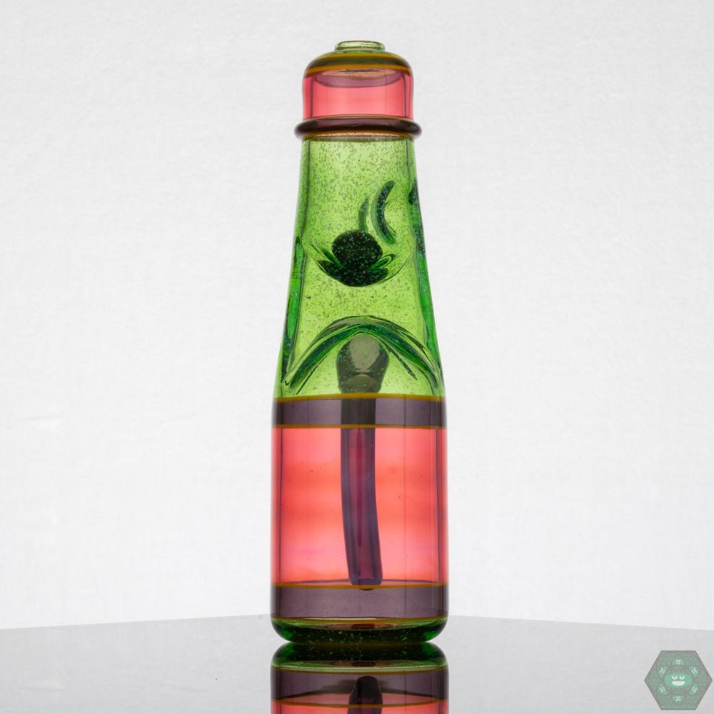 Jack Blew Glass Full-Size Ramune Bottle Rig – Unique Portland Green colorway, a perfect collector’s item for glass enthusiasts.