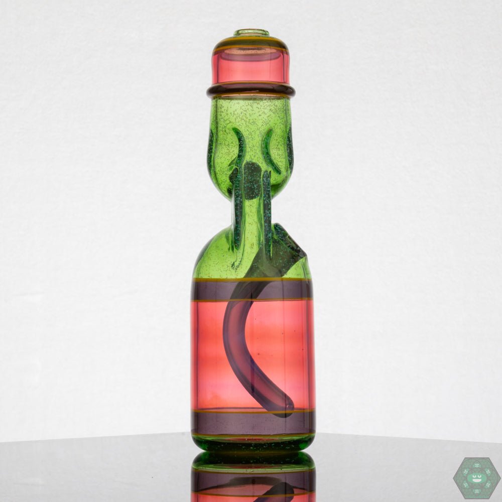 Jack Blew Glass Full-Size Ramune Bottle Rig – Portland Green colorway with 10mm joint and excellent build quality for optimal cooling and hits.