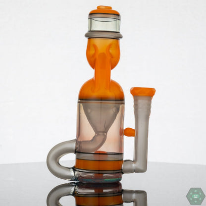 Jack Blew Glass Mini Ramune Recycler – Tangie color with compact design, ideal for smooth filtration and efficient cooling.
