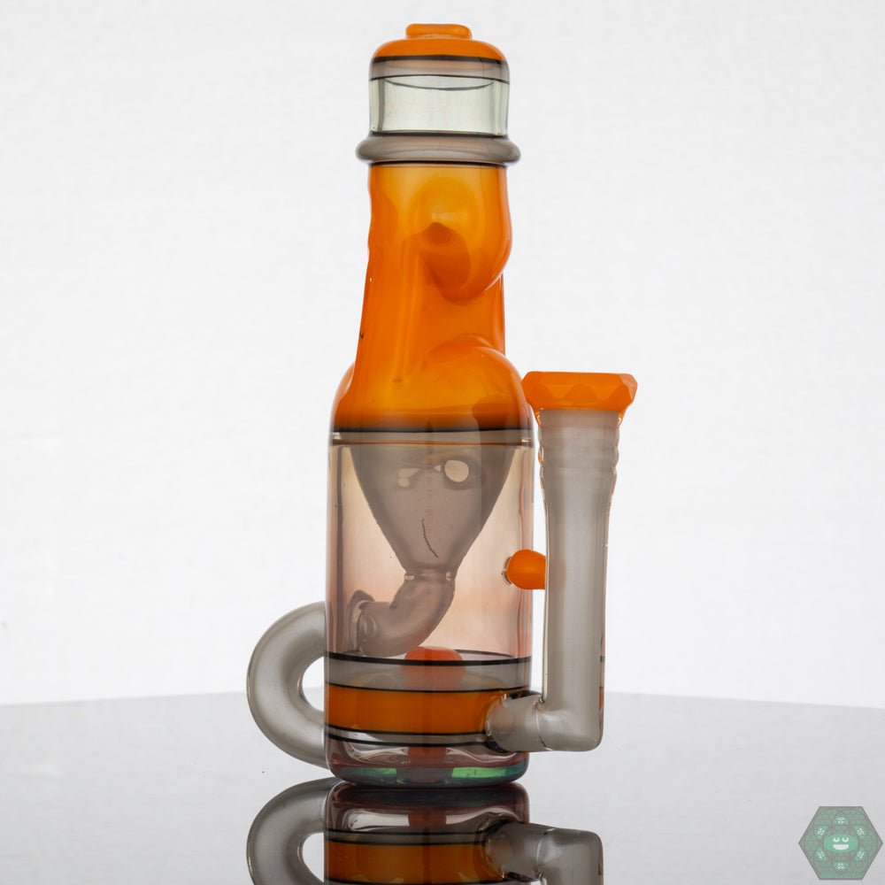 Jack Blew Glass Mini Ramune Recycler – Compact glass rig with Tangie color, designed for smooth filtration and premium performance.

