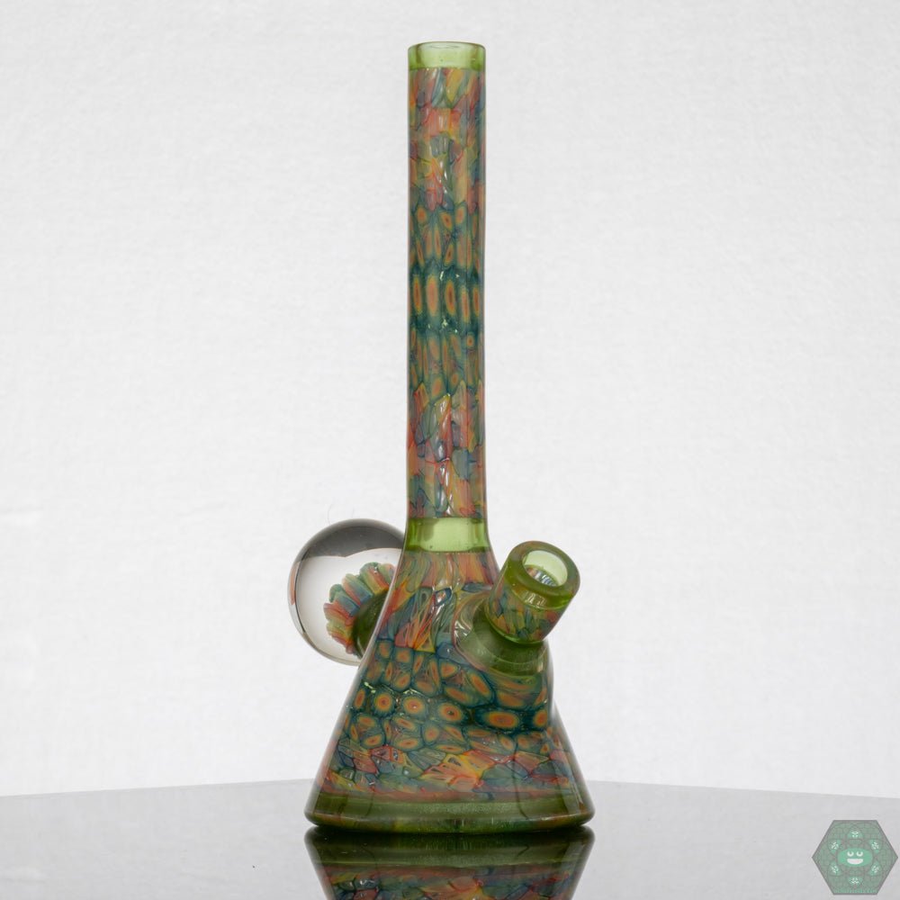 Jeff Heathbar Full Murrine Mini Tube with Marble – 10mm joint art glass rig with intricate marble detailing for optimal airflow and enhanced flavor.