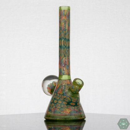 Jeff Heathbar Full Murrine Mini Tube with Marble – 10mm joint art glass rig with intricate marble detailing for optimal airflow and enhanced flavor.
