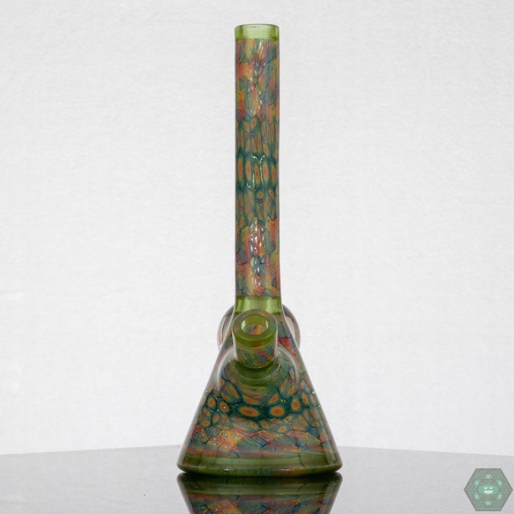Jeff Heathbar Full Murrine Mini Tube with Marble – A functional and collectible art glass piece with murrine artistry and smooth airflow.