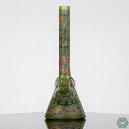 Jeff Heathbar Full Murrine Mini Tube with Marble – A functional and collectible art glass piece with murrine artistry and smooth airflow.