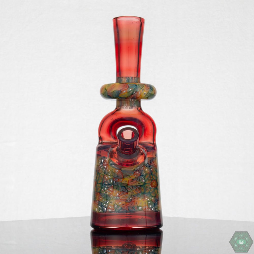 Jeff Heathbar Murrine Stirrup Bottle – Premium art glass with intricate murrine detailing, perfect for collectors who appreciate craftsmanship.