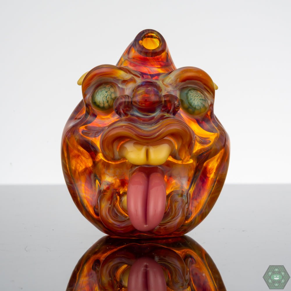  Kaleb Folck Glass Face Ball Dab Rig, an artistic piece for concentrate vaping featuring an intricate face design, enhancing both aesthetics and functionality, crafted with premium glass for smooth hits and a unique 14mm male joint, perfect for concentrates, standing at 7 inches, ensuring both portability and performance, ideal for collectors and daily users alike.