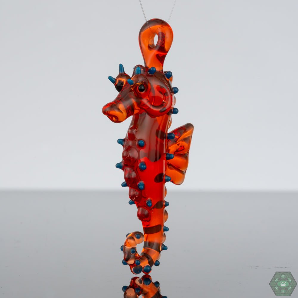Liz Wright Glass - SElegant Seahorse Glass Pendant #2 by Liz Wright - Unique Art Jewelry, a beautifully handcrafted piece embodying the charm of marine life, featuring a detailed seahorse design highlighted by vibrant colors and artistry, an ideal gift for ocean lovers or a stunning addition to any Elegant Seahorse Glass Pendant #2 by Liz Wright - Unique Art Jewelry, a beautifully handcrafted piece embodycollection, adding a touch of elegance to any jewelry ensemble.eahorse Pendant #2 - @Lizwrightglass - HG