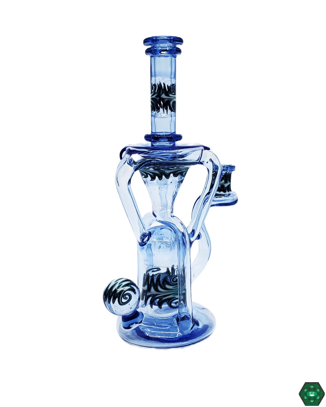 Logi Glass Art - Blue Dream Wig-Wag Recycler - @Logi_glass_art - HG