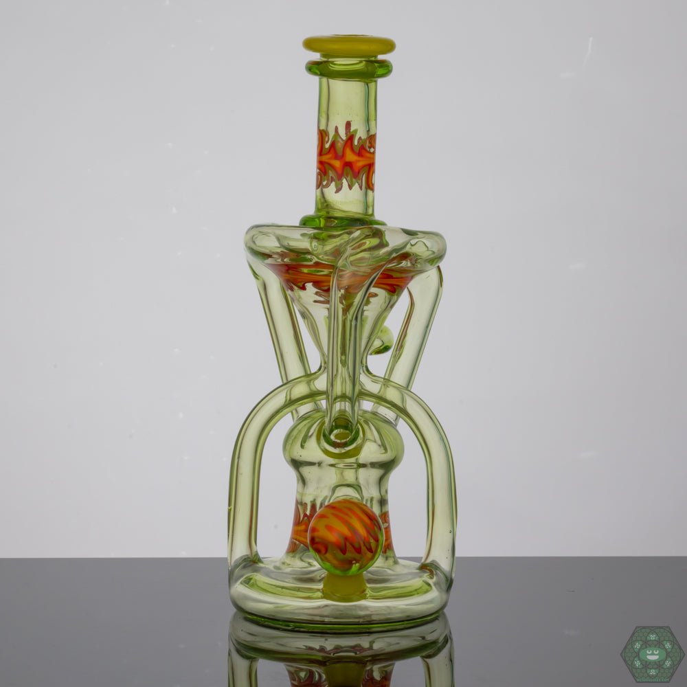 Logi Glass Art Wig Wag Recycler #1 | 10MM Handcrafted Dab Rig with Intricate Wig Wag Design for Enhanced Performance