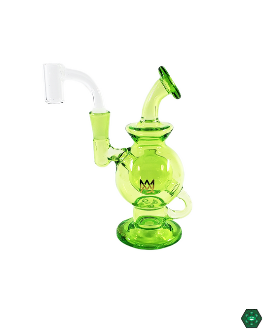  MJ Arsenal Matrix Green Atlas Mini Rig, a high-functioning 10mm dab rig combining compact design with robust filtration for smooth hits, crafted for both style and functionality, perfect for dab enthusiasts seeking quality in a small, travel-friendly piece.