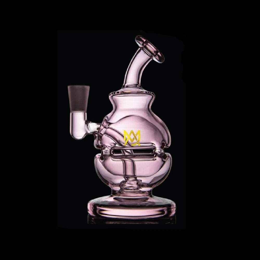 MJ Arsenal Pink Royale Mini Rig, a limited edition 10mm pink glass dab rig combining the functional design of the Royale with a stunning pink glass finish, perfect for enthusiasts seeking both style and smooth functionality in a compact design.