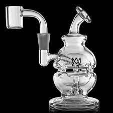 MJ Arsenal Royale Mini Rig, a 10mm compact dab rig offering a classic dabbing experience in a smaller size, featuring a unique and efficient filtration system for smooth hits and ease of use, perfect for novice and seasoned users who prefer smaller rigs.