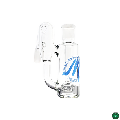 Monark Glass 38MM Cheese Wheel Recycler Ash Catcher in use, demonstrating its 4.5" height and 1.5" diameter for optimal filtration and smooth hits.