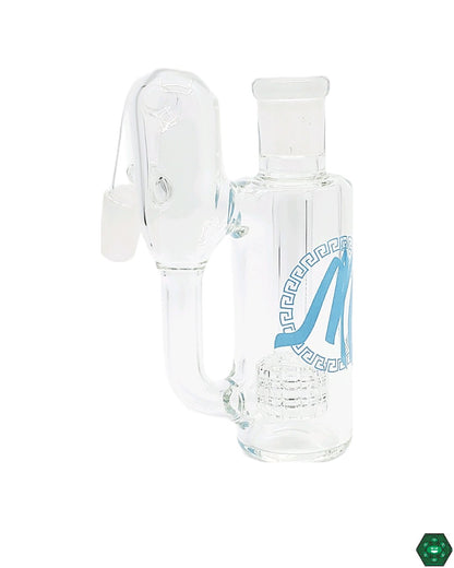 Side view of Monark Glass 38MM Matrix Recycler Ash Catcher, showcasing its height of 4.5" and diameter of 1.5" for optimal filtration and smooth performance.