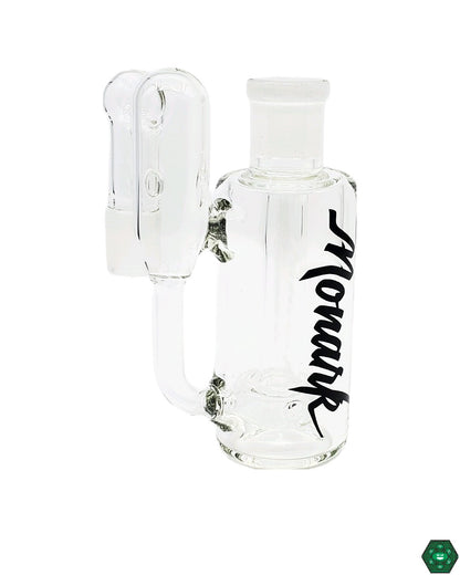  Close-up of Monark Glass 50mm Cheese Wheel Recycler Ash Catcher, highlighting its intricate design and superior filtration for smoother, more enjoyable dabbing sessions.