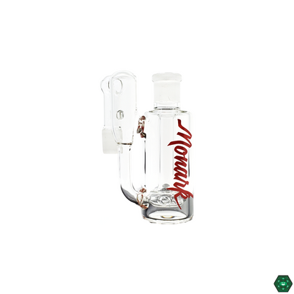 Monark Glass 50mm Cheese Wheel Recycler Ash Catcher in use, demonstrating its functionality and distinctive style for optimal vapor filtration and smoother hits.